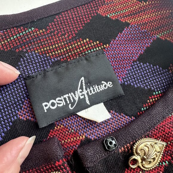 Vintage Positive Attitude Womens Geometric Cardigan Sweater Large 1980s Career - Picture 2 of 10
